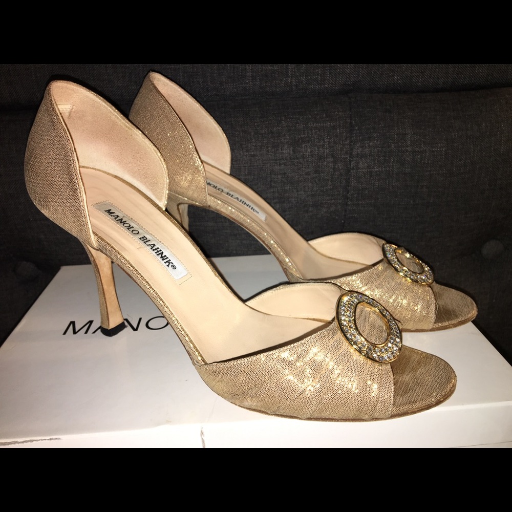 Manolo Blahnik & Swarovski Crystal Gold Sedaraby